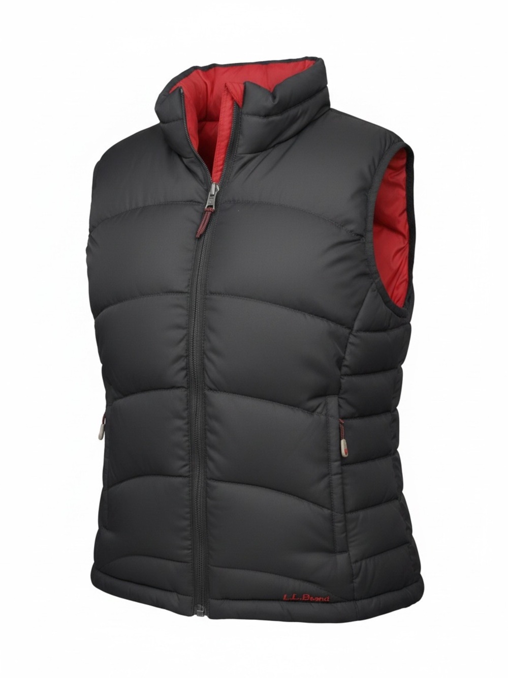 L.L. Bean Reversible Black/Red  Puffer Vest 80% Goose down Ladies lg